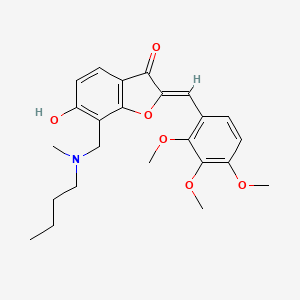 molecular formula C24H29NO6 B2834182 (Z)-7-((butyl(methyl)amino)methyl)-6-hydroxy-2-(2,3,4-trimethoxybenzylidene)benzofuran-3(2H)-one CAS No. 859665-03-5