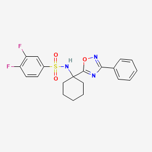 molecular formula C20H19F2N3O3S B2834186 3,4-difluoro-N-(1-(3-phenyl-1,2,4-oxadiazol-5-yl)cyclohexyl)benzenesulfonamide CAS No. 1396809-26-9