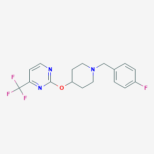 molecular formula C17H17F4N3O B2834187 2-[1-[(4-Fluorophenyl)methyl]piperidin-4-yl]oxy-4-(trifluoromethyl)pyrimidine CAS No. 2380168-07-8