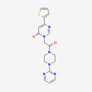 molecular formula C18H18N6O2S B2834189 3-(2-oxo-2-(4-(pyrimidin-2-yl)piperazin-1-yl)ethyl)-6-(thiophen-2-yl)pyrimidin-4(3H)-one CAS No. 1251709-93-9