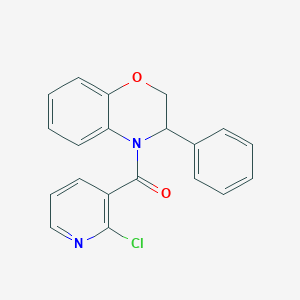 molecular formula C20H15ClN2O2 B2834200 (2-chloro-3-pyridinyl)(3-phenyl-2,3-dihydro-4H-1,4-benzoxazin-4-yl)methanone CAS No. 478048-68-9