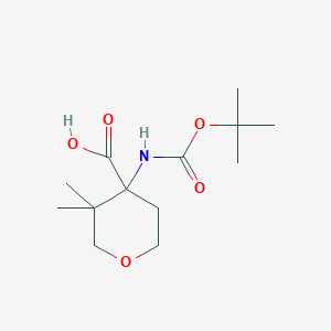 molecular formula C13H23NO5 B2834209 4-{[(叔丁氧羰)氨基]-3,3-二甲氧基氧杂环戊烷-4-羧酸 CAS No. 2174001-93-3