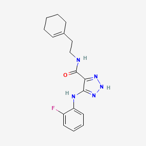 N-(2-(cyclohex-1-en-1-yl)ethyl)-5-((2-fluorophenyl)amino)-1H-1,2,3-triazole-4-carboxamide