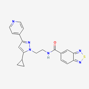 molecular formula C20H18N6OS B2834214 N-(2-(5-cyclopropyl-3-(pyridin-4-yl)-1H-pyrazol-1-yl)ethyl)benzo[c][1,2,5]thiadiazole-5-carboxamide CAS No. 1796989-61-1