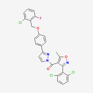 molecular formula C27H17Cl3FN3O3 B2834219 (3-{4-[(2-氯-6-氟苯甲基)氧基]苯基}-1H-吡唑-1-基)[3-(2,6-二氯苯基)-5-甲基-4-异噁唑基]甲酮 CAS No. 477711-12-9