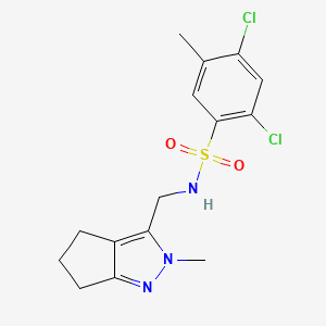 molecular formula C15H17Cl2N3O2S B2834224 2,4-二氯-5-甲基-N-((2-甲基-2,4,5,6-四氢环戊[c]吡嗪-3-基)甲基)苯磺酰胺 CAS No. 2034454-59-4