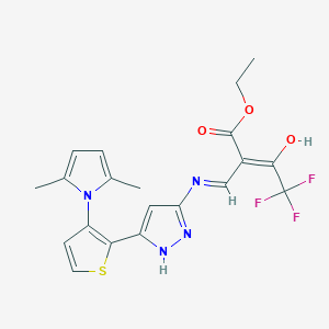 ethyl (2Z)-2-[({3-[3-(2,5-dimethyl-1H-pyrrol-1-yl)thiophen-2-yl]-1H-pyrazol-5-yl}amino)methylidene]-4,4,4-trifluoro-3-oxobutanoate