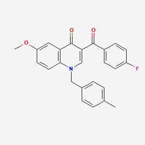 molecular formula C25H20FNO3 B2834277 3-(4-fluorobenzoyl)-6-methoxy-1-(4-methylbenzyl)quinolin-4(1H)-one CAS No. 866350-38-1