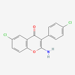 molecular formula C15H9Cl2NO2 B2834290 2-amino-6-chloro-3-(4-chlorophenyl)-4H-chromen-4-one CAS No. 883279-44-5