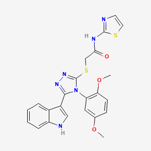 molecular formula C23H20N6O3S2 B2834298 2-((4-(2,5-dimethoxyphenyl)-5-(1H-indol-3-yl)-4H-1,2,4-triazol-3-yl)thio)-N-(thiazol-2-yl)acetamide CAS No. 852167-43-2