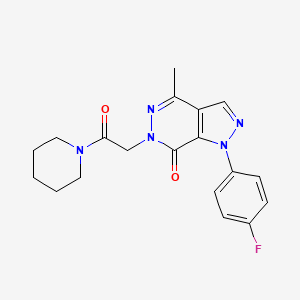 molecular formula C19H20FN5O2 B2834300 1-(4-氟苯基)-4-甲基-6-(2-氧代-2-(哌啶-1-基)乙基)-1H-吡唑[3,4-d]吡啶-7(6H)-酮 CAS No. 946379-00-6