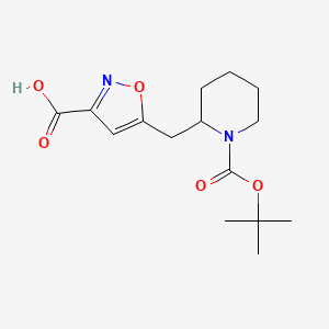 molecular formula C15H22N2O5 B2834302 5-({1-[(Tert-butoxy)carbonyl]piperidin-2-yl}methyl)-1,2-oxazole-3-carboxylic acid CAS No. 2174002-14-1