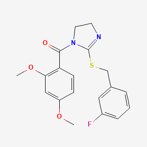 molecular formula C19H19FN2O3S B2834305 (2,4-Dimethoxyphenyl)-[2-[(3-fluorophenyl)methylsulfanyl]-4,5-dihydroimidazol-1-yl]methanone CAS No. 851864-96-5