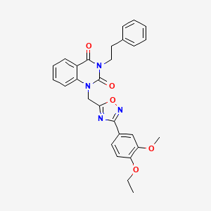 molecular formula C28H26N4O5 B2834313 1-((3-(4-乙氧基-3-甲氧基苯基)-1,2,4-噁二唑-5-基甲基)-3-苯乙基喹唑啉-2,4(1H,3H)-二酮 CAS No. 1105197-16-7