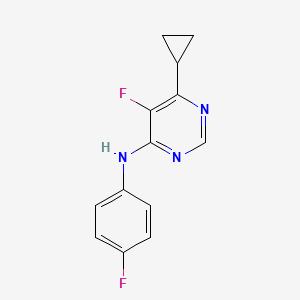 molecular formula C13H11F2N3 B2834315 6-Cyclopropyl-5-fluoro-N-(4-fluorophenyl)pyrimidin-4-amine CAS No. 2415554-52-6
