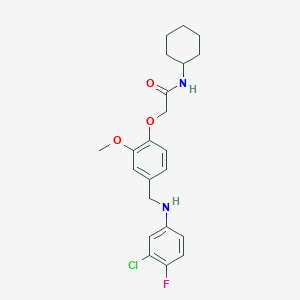 molecular formula C22H26ClFN2O3 B283432 2-{4-[(3-chloro-4-fluoroanilino)methyl]-2-methoxyphenoxy}-N-cyclohexylacetamide 