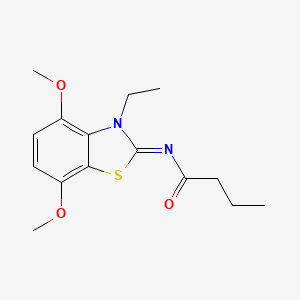 N-(3-ethyl-4,7-dimethoxy-1,3-benzothiazol-2-ylidene)butanamide