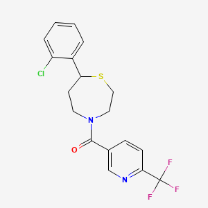 molecular formula C18H16ClF3N2OS B2834328 (7-(2-氯苯基)-1,4-噻蛋癸-4-基)(6-(三氟甲基)吡啶-3-基)甲酮 CAS No. 1797185-95-5