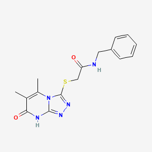 molecular formula C16H17N5O2S B2834338 N-benzyl-2-((5,6-dimethyl-7-oxo-7,8-dihydro-[1,2,4]triazolo[4,3-a]pyrimidin-3-yl)thio)acetamide CAS No. 891131-26-3