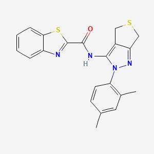 molecular formula C21H18N4OS2 B2834356 N-(2-(2,4-dimethylphenyl)-4,6-dihydro-2H-thieno[3,4-c]pyrazol-3-yl)benzo[d]thiazole-2-carboxamide CAS No. 1219901-69-5