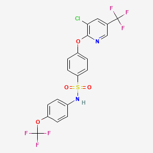 molecular formula C19H11ClF6N2O4S B2834358 4-((3-Chloro-5-(trifluoromethyl)-2-pyridinyl)oxy)-N-(4-(trifluoromethoxy)phenyl)benzenesulfonamide CAS No. 338775-27-2