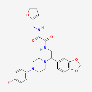 molecular formula C26H27FN4O5 B2834371 N1-(2-(苯并[d][1,3]二噁烷-5-基)-2-(4-(4-氟苯基)哌嗪-1-基)乙基)-N2-(呋喃-2-基甲基)草酰胺 CAS No. 896362-12-2