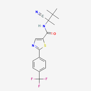 molecular formula C18H18F3N3OS B2834379 N-(2-Cyano-3,3-dimethylbutan-2-yl)-2-[4-(trifluoromethyl)phenyl]-1,3-thiazole-5-carboxamide CAS No. 2418674-08-3