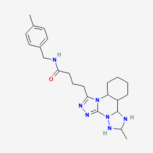 4-{9-methyl-2,4,5,7,8,10-hexaazatetracyclo[10.4.0.0^{2,6}.0^{7,11}]hexadeca-1(16),3,5,8,10,12,14-heptaen-3-yl}-N-[(4-methylphenyl)methyl]butanamide