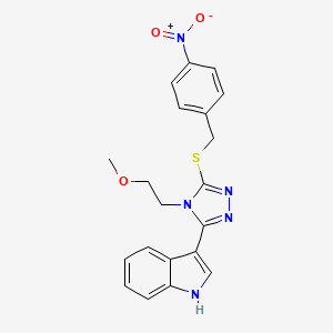 molecular formula C20H19N5O3S B2834397 3-(4-(2-methoxyethyl)-5-((4-nitrobenzyl)thio)-4H-1,2,4-triazol-3-yl)-1H-indole CAS No. 852145-18-7