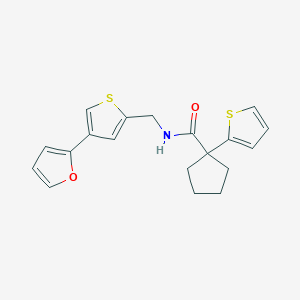 molecular formula C19H19NO2S2 B2834399 N-[[4-(Furan-2-yl)thiophen-2-yl]methyl]-1-thiophen-2-ylcyclopentane-1-carboxamide CAS No. 2379995-83-0