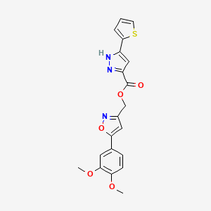 (5-(3,4-dimethoxyphenyl)isoxazol-3-yl)methyl 3-(thiophen-2-yl)-1H-pyrazole-5-carboxylate