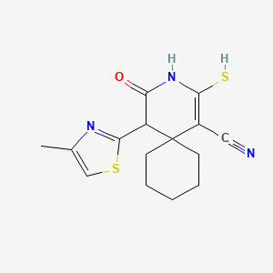 molecular formula C15H17N3OS2 B2834421 5-(4-Methyl-1,3-thiazol-2-yl)-4-oxo-2-sulfanyl-3-azaspiro[5.5]undec-1-ene-1-carbonitrile CAS No. 852400-41-0