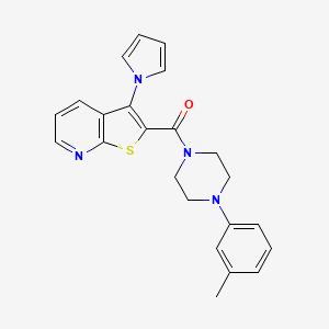 molecular formula C23H22N4OS B2834433 (3-(1H-pyrrol-1-yl)thieno[2,3-b]pyridin-2-yl)(4-(m-tolyl)piperazin-1-yl)methanone CAS No. 1112446-52-2
