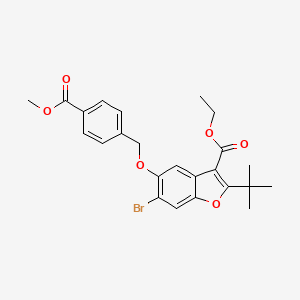 B2834436 Ethyl 6-bromo-2-(tert-butyl)-5-((4-(methoxycarbonyl)benzyl)oxy)benzofuran-3-carboxylate CAS No. 500279-24-3
