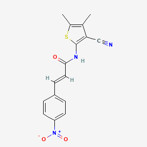 molecular formula C16H13N3O3S B2834442 (E)-N-(3-cyano-4,5-dimethylthiophen-2-yl)-3-(4-nitrophenyl)acrylamide CAS No. 551903-67-4