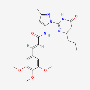 molecular formula C23H27N5O5 B2834448 (2E)-N-[3-methyl-1-(6-oxo-4-propyl-1,6-dihydropyrimidin-2-yl)-1H-pyrazol-5-yl]-3-(3,4,5-trimethoxyphenyl)acrylamide CAS No. 1173411-57-8