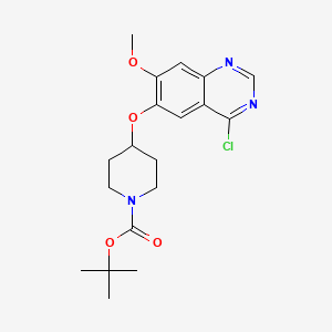 molecular formula C19H24ClN3O4 B2834450 叔丁基-4-((4-氯-7-甲氧基喹唑啉-6-基)氧基)哌啶-1-甲酸酯 CAS No. 612501-45-8