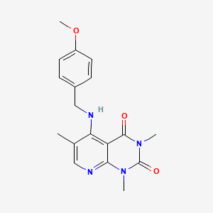 molecular formula C18H20N4O3 B2834463 5-((4-甲氧基苄)氨基)-1,3,6-三甲基吡啶[2,3-d]嘧啶-2,4(1H,3H)-二酮 CAS No. 941909-88-2