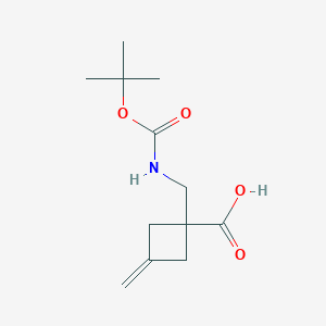 molecular formula C12H19NO4 B2834474 3-Methylidene-1-[[(2-methylpropan-2-yl)oxycarbonylamino]methyl]cyclobutane-1-carboxylic acid CAS No. 2378503-49-0
