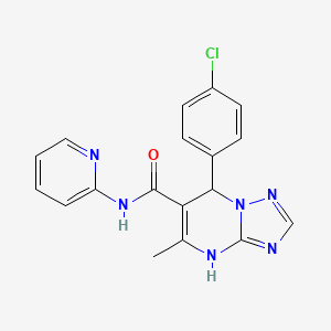 molecular formula C18H15ClN6O B2834480 7-(4-chlorophenyl)-5-methyl-N-(pyridin-2-yl)-4,7-dihydro[1,2,4]triazolo[1,5-a]pyrimidine-6-carboxamide CAS No. 391896-93-8