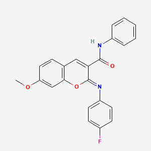 molecular formula C23H17FN2O3 B2834489 (Z)-2-((4-fluorophenyl)imino)-7-methoxy-N-phenyl-2H-chromene-3-carboxamide CAS No. 314033-05-1