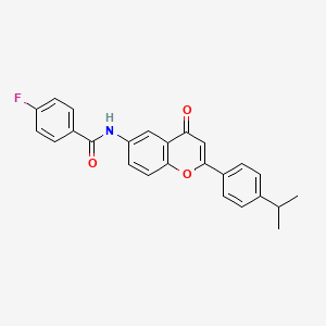 molecular formula C25H20FNO3 B2834497 4-fluoro-N-{4-oxo-2-[4-(propan-2-yl)phenyl]-4H-chromen-6-yl}benzamide CAS No. 923185-52-8