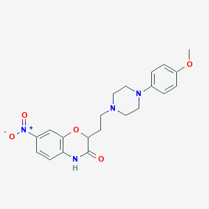 molecular formula C21H24N4O5 B2834511 2-{2-[4-(4-methoxyphenyl)piperazino]ethyl}-7-nitro-2H-1,4-benzoxazin-3(4H)-one CAS No. 866137-65-7