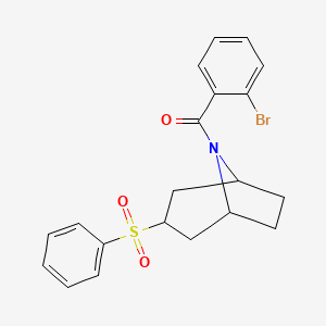 molecular formula C20H20BrNO3S B2834516 (2-溴苯基)((1R,5S)-3-(苯基磺酰基)-8-氮代双环[3.2.1]辛烷-8-基)甲酮 CAS No. 1704515-62-7