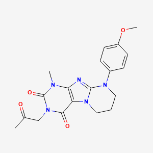 molecular formula C19H21N5O4 B2834519 9-(4-methoxyphenyl)-1-methyl-3-(2-oxopropyl)-7,8-dihydro-6H-purino[7,8-a]pyrimidine-2,4-dione CAS No. 844834-61-3