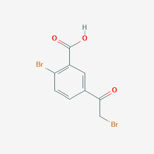 molecular formula C9H6Br2O3 B2834522 2-Bromo-5-(2-bromoacetyl)benzoic acid CAS No. 1822631-03-7