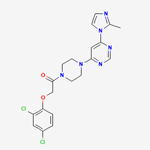molecular formula C20H20Cl2N6O2 B2834529 2-(2,4-dichlorophenoxy)-1-(4-(6-(2-methyl-1H-imidazol-1-yl)pyrimidin-4-yl)piperazin-1-yl)ethanone CAS No. 1207018-91-4