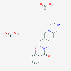 molecular formula C21H32FN3O5 B2834533 (4-((2,4-Dimethylpiperazin-1-yl)methyl)piperidin-1-yl)(2-fluorophenyl)methanone diformate CAS No. 1421490-62-1