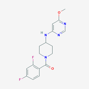 molecular formula C17H18F2N4O2 B2834538 (2,4-Difluorophenyl)-[4-[(6-methoxypyrimidin-4-yl)amino]piperidin-1-yl]methanone CAS No. 2415471-48-4