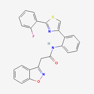 molecular formula C24H16FN3O2S B2834539 2-(苯并[d]异噁唑-3-基)-N-(2-(2-(2-氟苯基)噻唑-4-基)苯基)乙酰胺 CAS No. 1796947-45-9